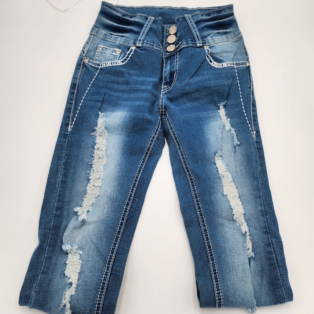 Women's Blue Distressed Jeans
